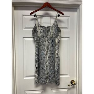 Bali Batiks Hand painted Cream & Navy w/ Beads Sundress sz XL EUC